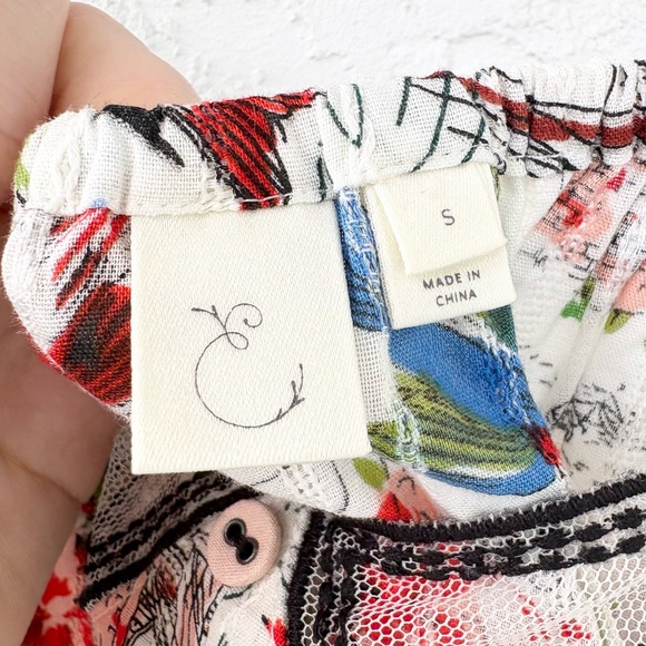 Anthropologie Eloise City Perch Camisole Floral Bird Print Spaghetti Strap Small - Picture 7 of 8
